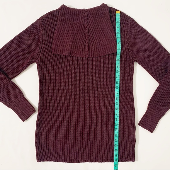 Abercrombie & Fitch Chunky Knit Turtleneck Tunic Sweater in Eggplant - Size M - Picture 7 of 8